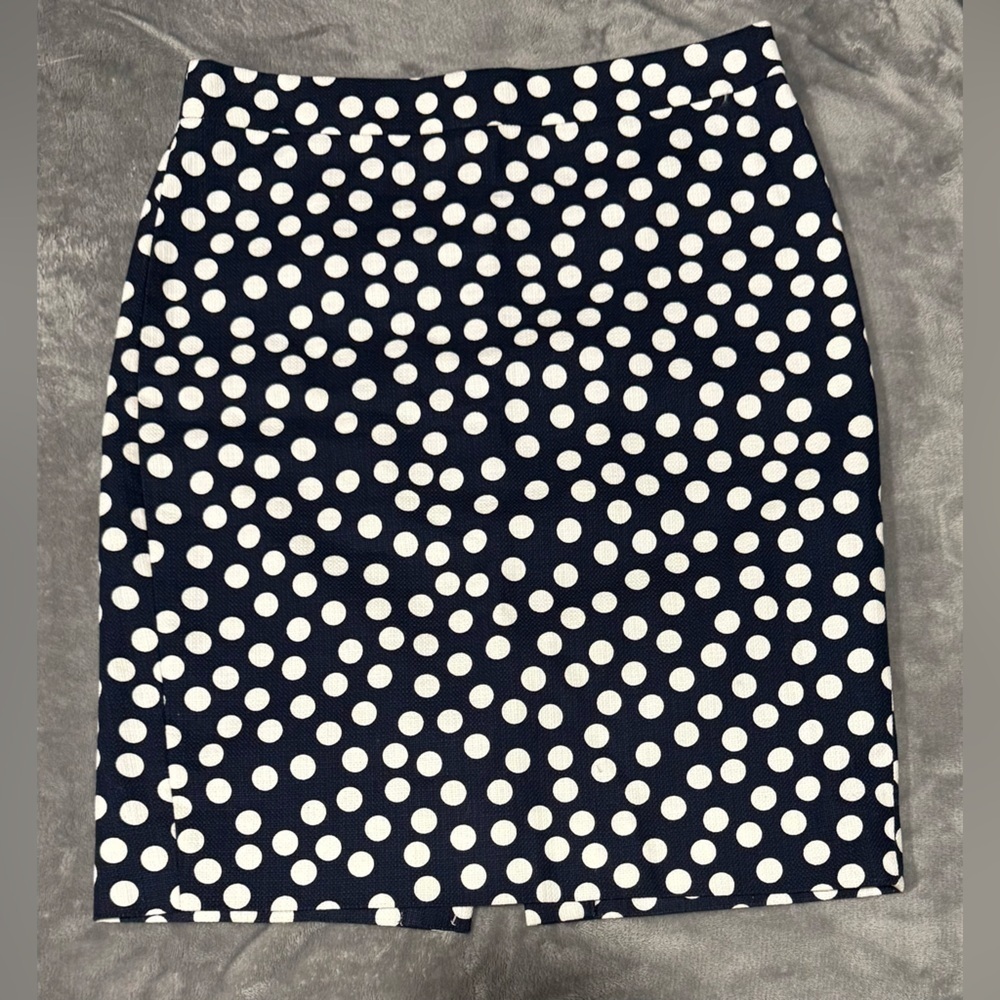J Crew Blue and White Polka Dot Women's Pencil Skirt